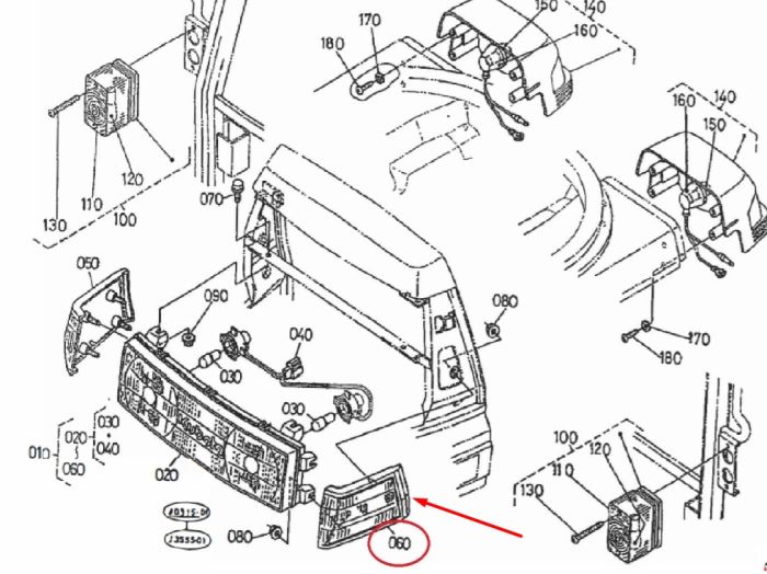 Kubota T0270-99080 Катафот лівий для L3010