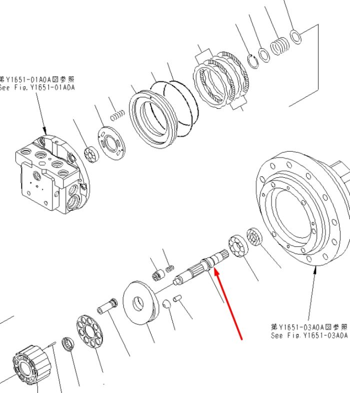 TZ500D2002-00 Центральний вал Komatsu PC78