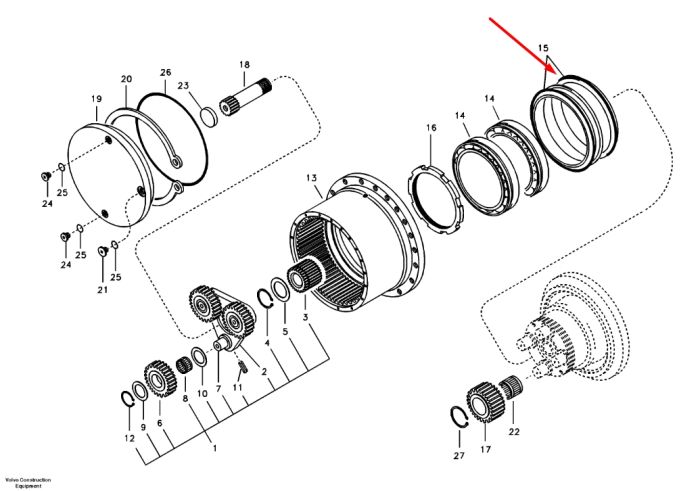 14516543 Сальник, даукон, ущільнення бортового редуктора VOLVO EC80D