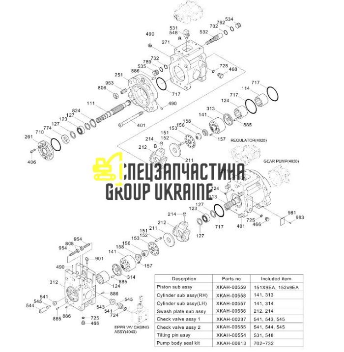 Блок циліндрів і розподіл. шайба L Kawasaki K3V XJBN-00066 Handok