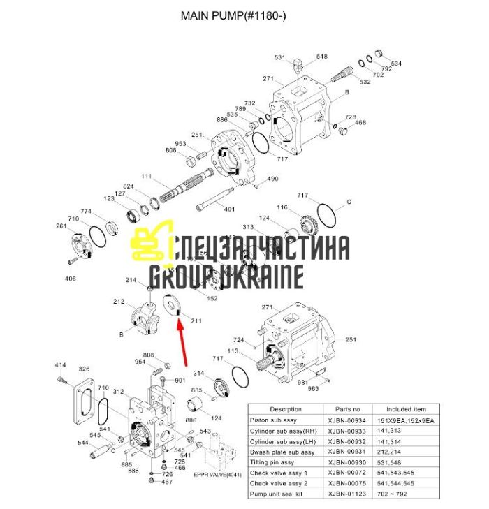 Плита опорна Kawasaki K3V XJBN-00085 Handok