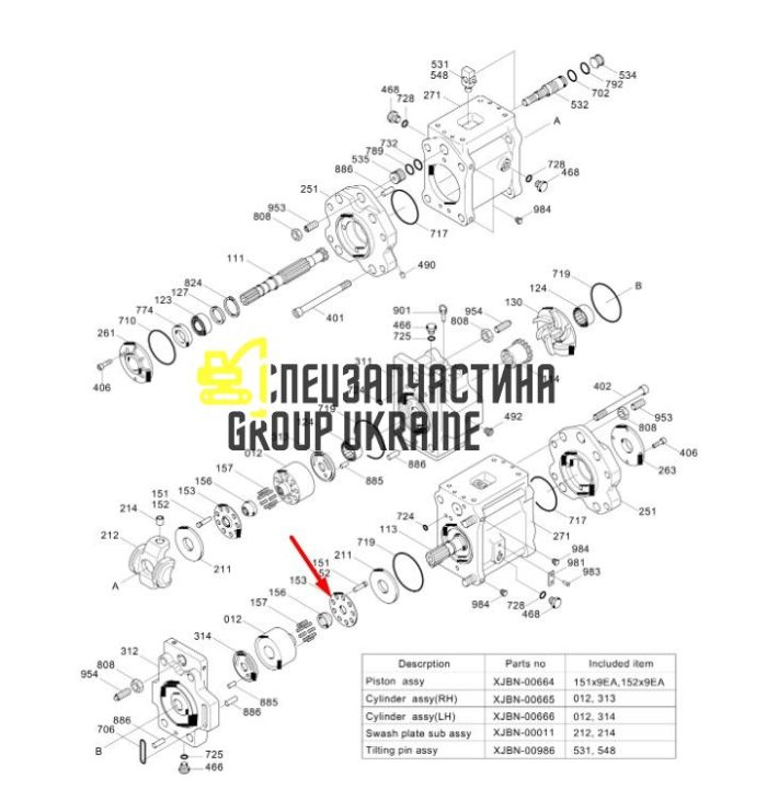 Пластина притискна Kawasaki K5V200 XJBN-00683 Handok