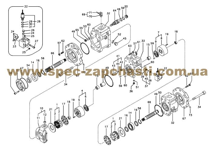 Підшипник роликовий Kawasaki K3V XJBN-00950 Handok