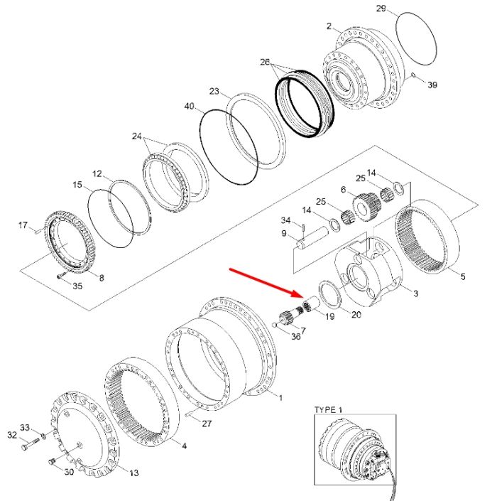 XKAH-00022 Перехідна муфта приводу Hyundai R210LC-7