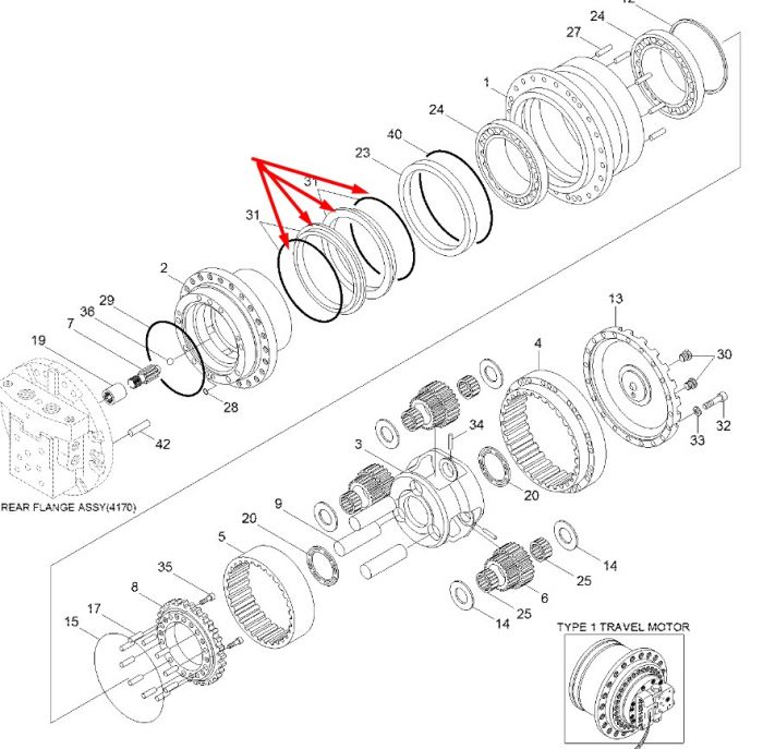 Сальник бортового редуктора XKAH-00341 Hyundai R140LC-7 Даукон, ущільнення