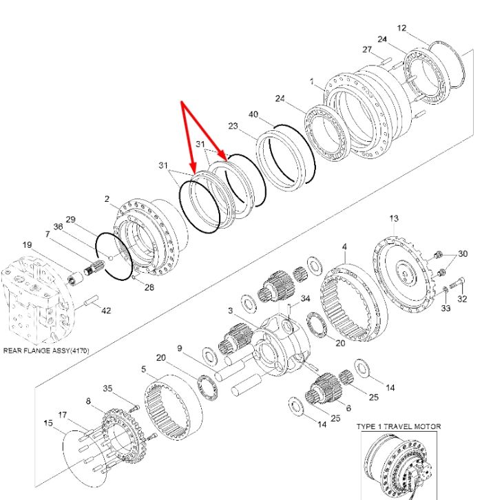 XKAH-00342 Сальник бортового редуктора HYUNDAI R160LC-7 даукон, ущільнення