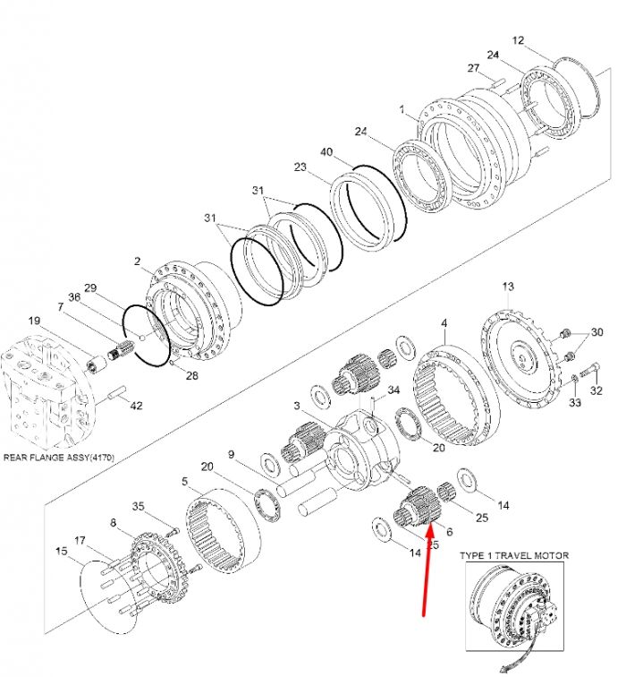 XKAH-00355 Блок-шестерня Hyundai R140LC-7, R140LC-7A, R160LC-7, R160LC7A