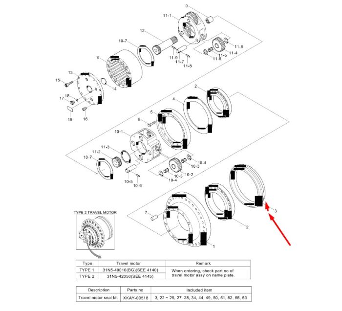 ID318 Ущільнення бортового редуктора Hyundai R210