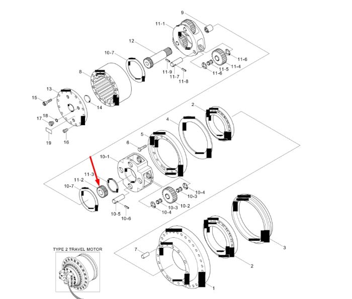 XKAQ-00235 Сонячна шестерня в бортовий редуктор Hyundai R180LC-9