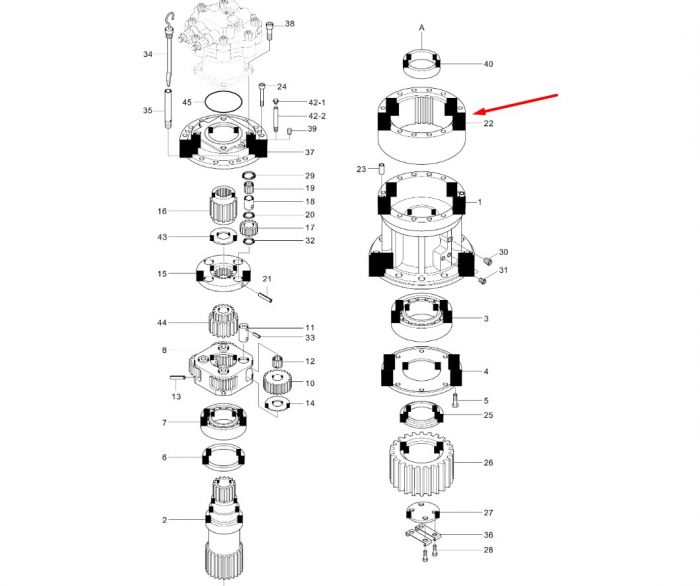 XKAQ-00258 Шестерня коронна Hyundai R360LC-7A