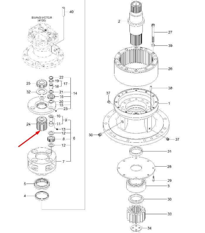 XKAQ-00455 Сонячна шестерня Hyundai R290LC-9, R300LC-9S, R330LC-9S