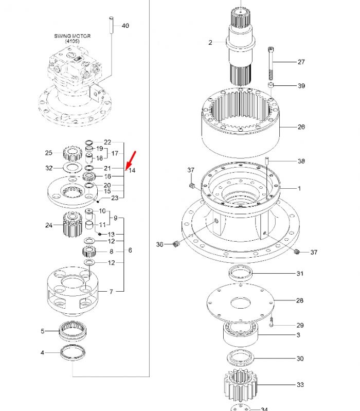XKAQ-00473 Водило сателітів у зборі Hyundai R290LC-9, R300LC-9S, R330LC-9S