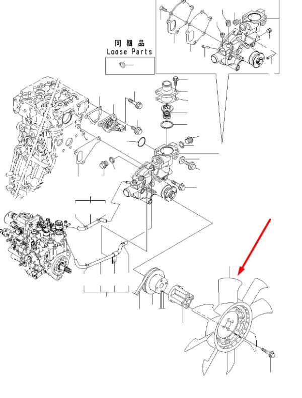 Yanmar 129335-44740 Крильчатка для двигуна 3TN82E, 3TNC78E