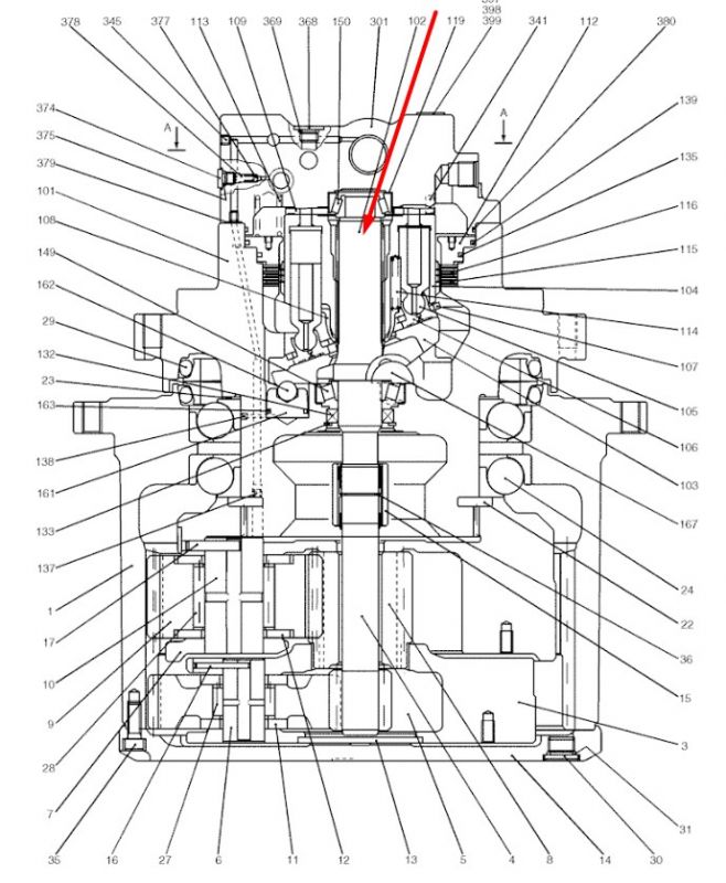 YN15V00037S102 Привідний Вал (великий) Kobelco SK200-8, E215B