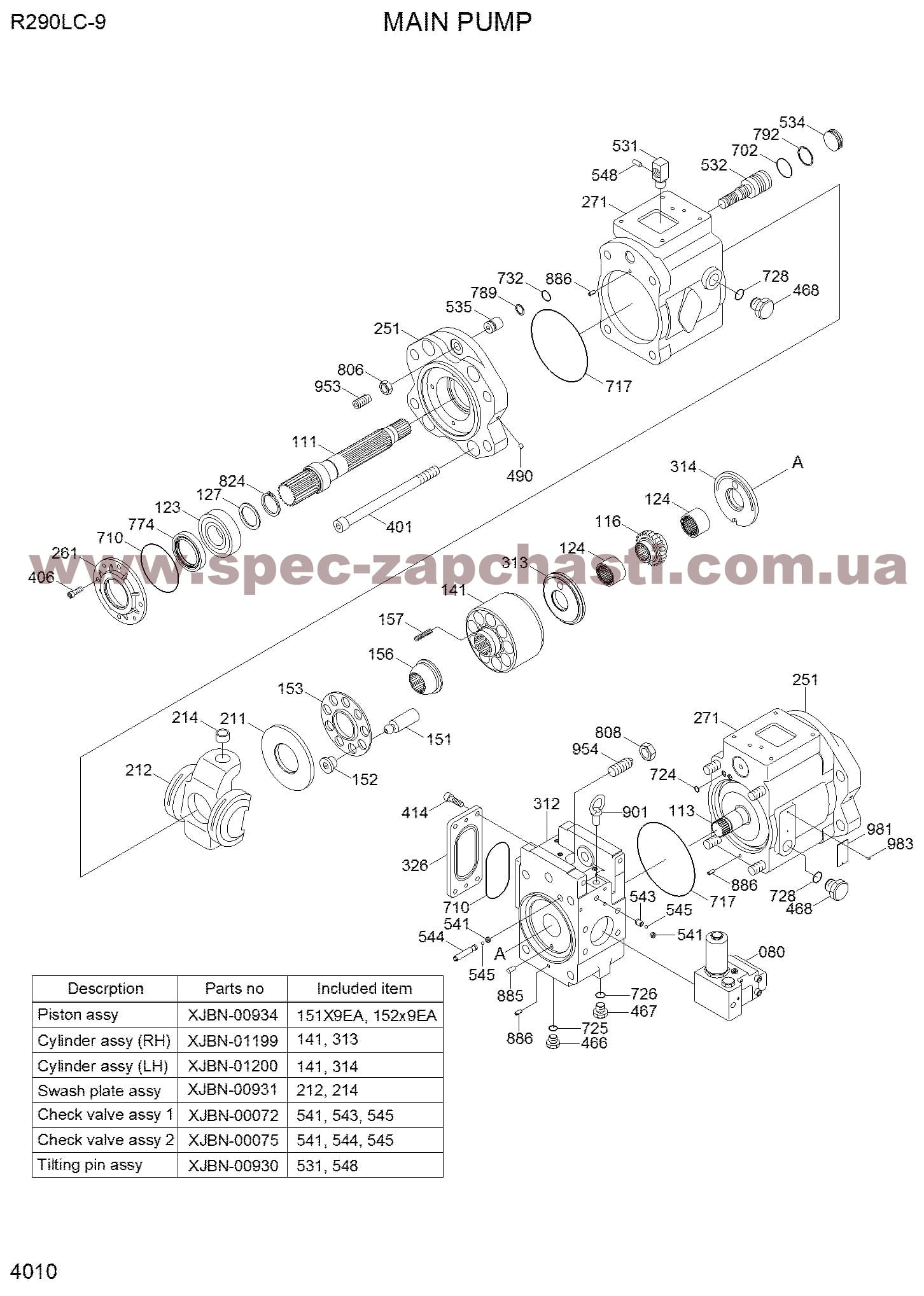Насос гідравлічний у зборі Kawasaki K5V140DTP 31Q8-10010