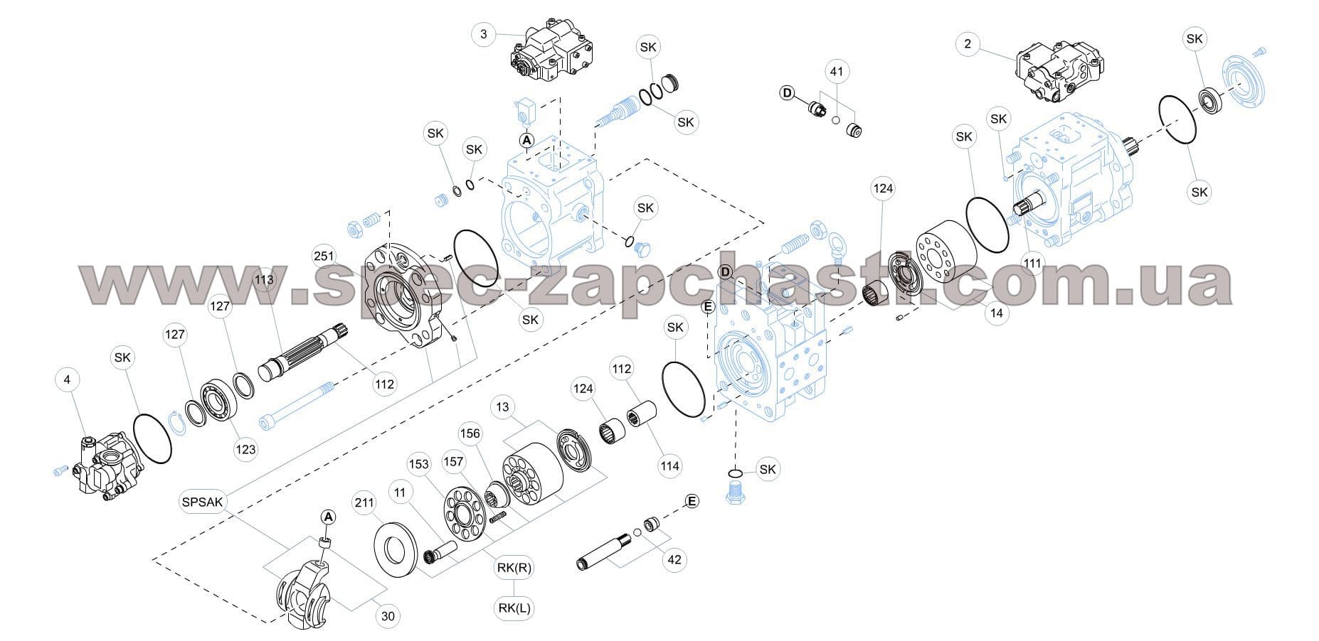 Деталі гідронасоса Kawasaki K5V140DTP