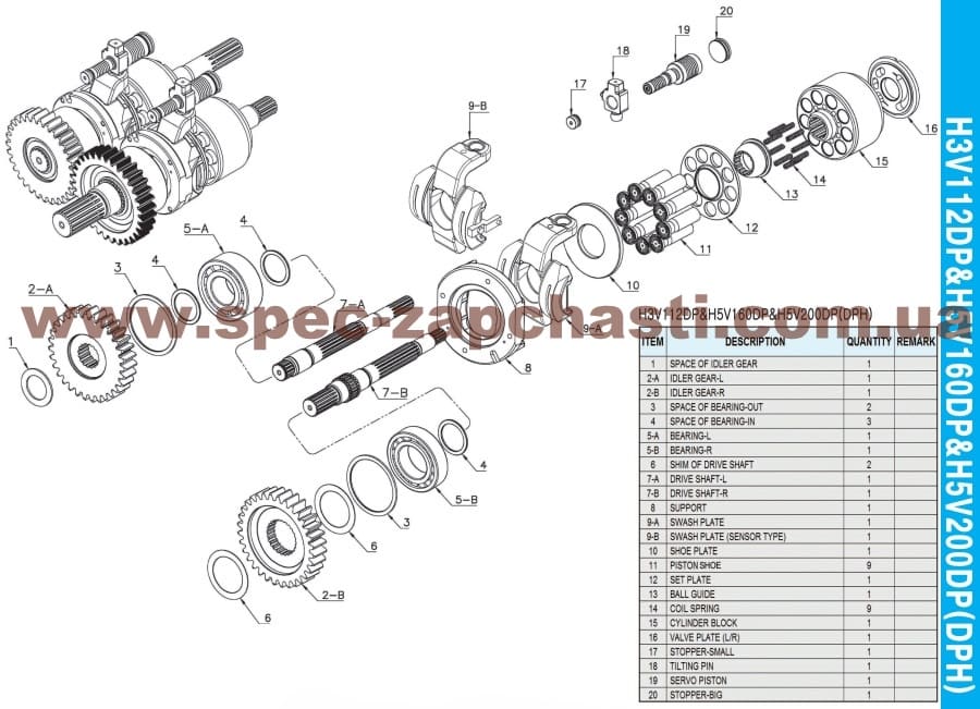 Запчастини Kawasaki K5V гідравлічного насосу (Кавасакі)