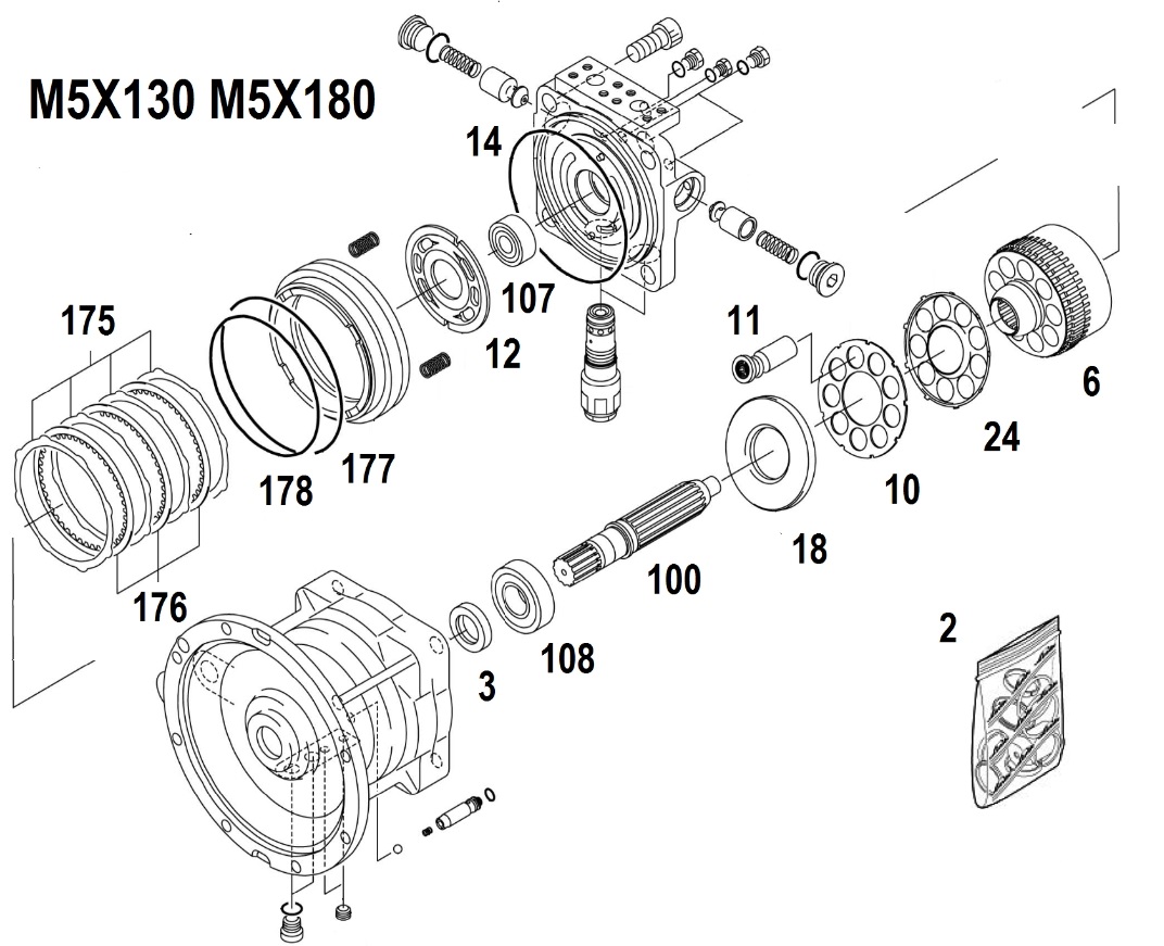 Ремонт, діагностика, налагодження гідромотора Kawasaki M5X130