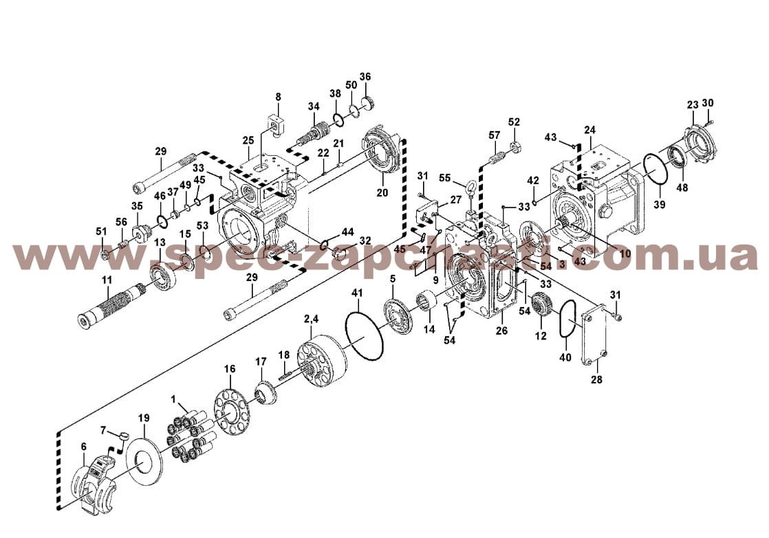 Блок поршнів Блок циліндрів та розподільна шайба R Kawasaki K7V100 VOE14552722