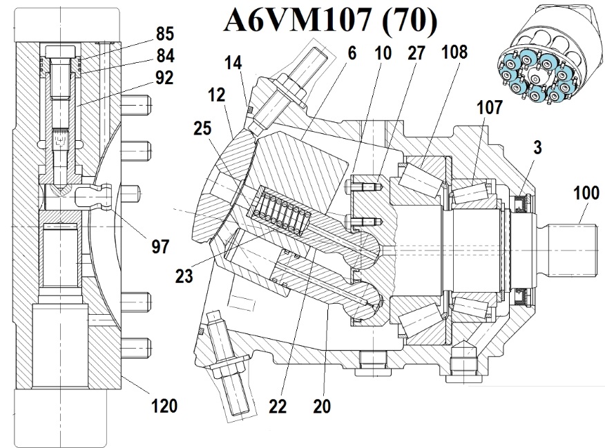 Ремонт, діагностика, налагодження гідронасосу Bosch RexRoth A6VM107
