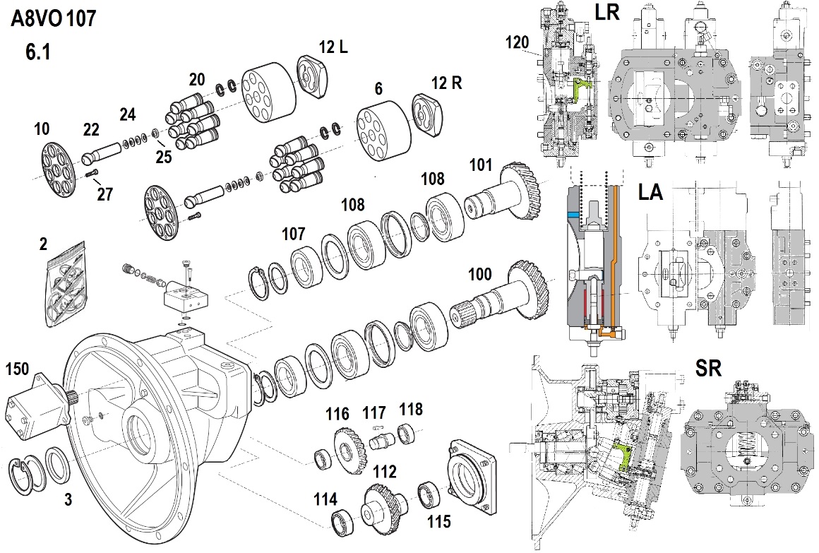 Ремонт, діагностика, налагодження гідронасосу Bosch RexRoth A8VO107