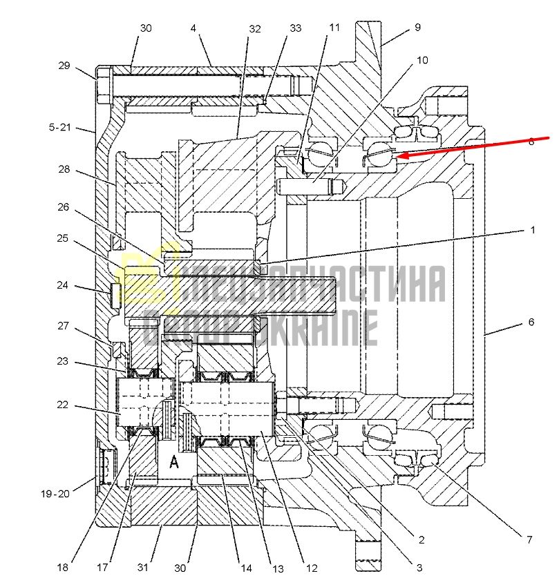 096-6412 Головний підшипник бортового редуктора Caterpillar 315, 318, 319, 320