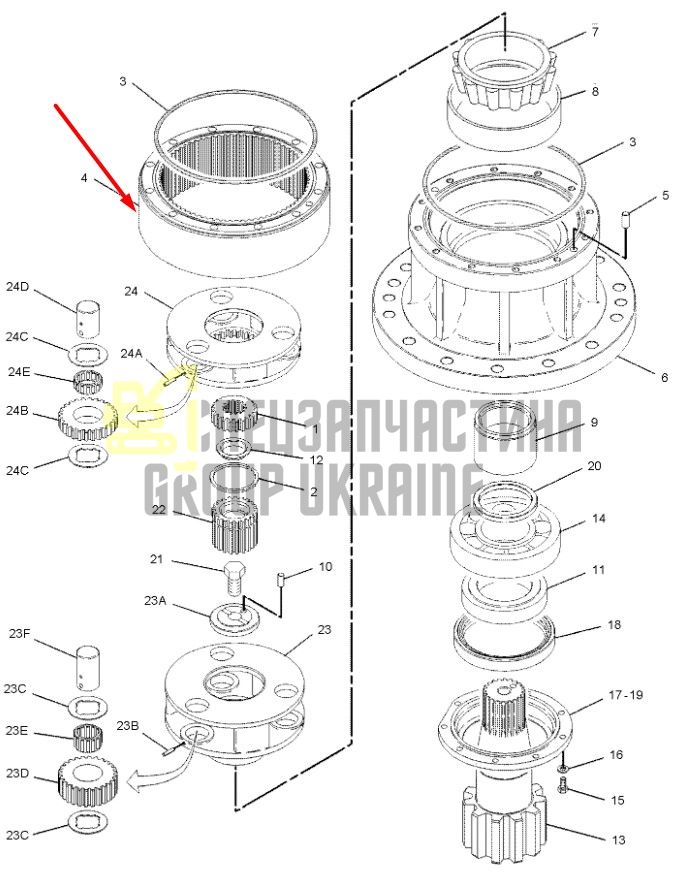 1107203 Зубчастий вінець Caterpillar 318