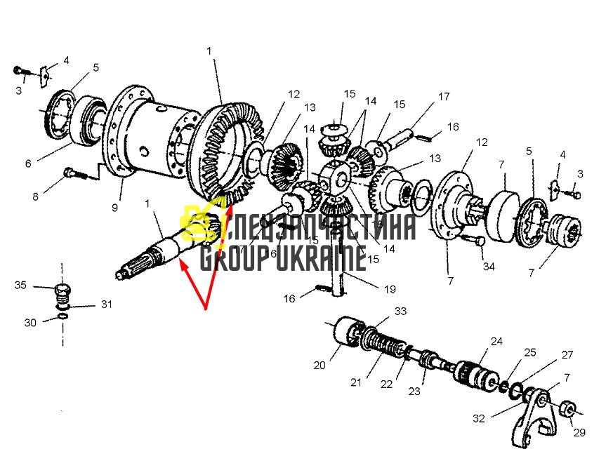 1464091 Головна пара (планетарка+хвостовик) Caterpillar ТН62