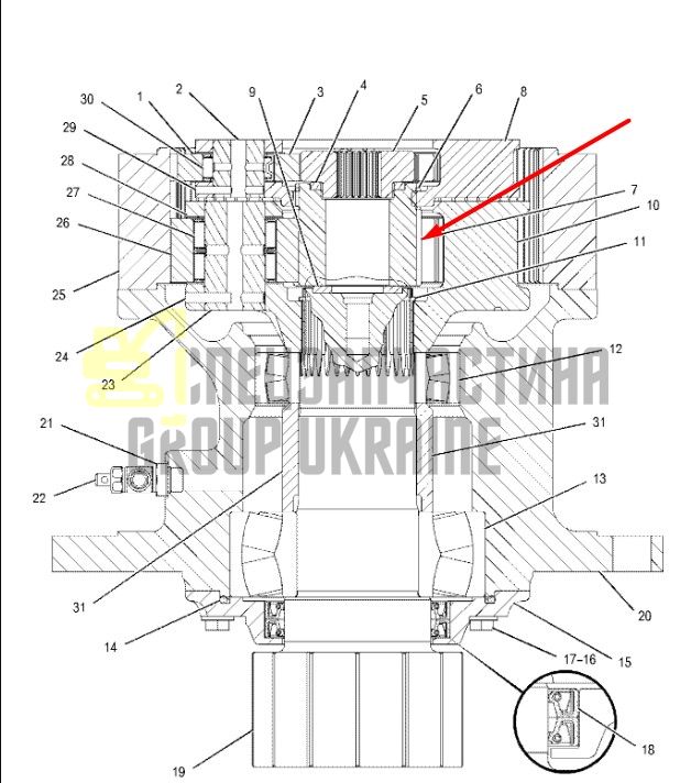 148-4632 Сонячна шестерня другого ступеня поворотного редуктора CAT 320D/323D