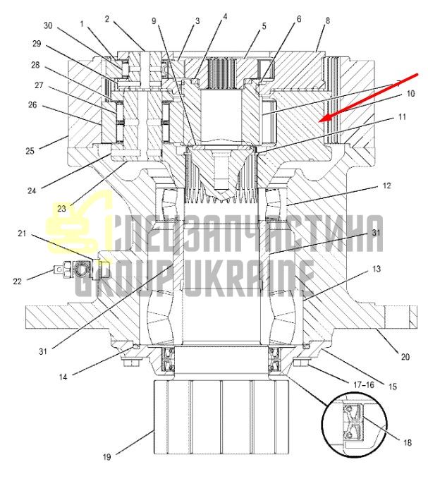 148-4637 Друга планетарна передача поворотного редуктора CAT 320D/323D