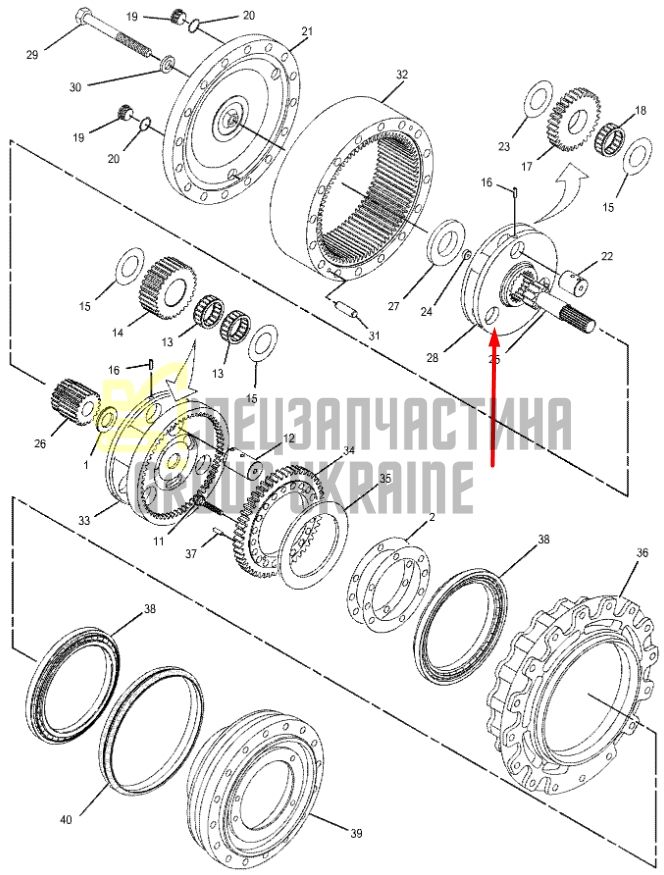 311-9649 Вал редуктора ходу Caterpillar 301.6