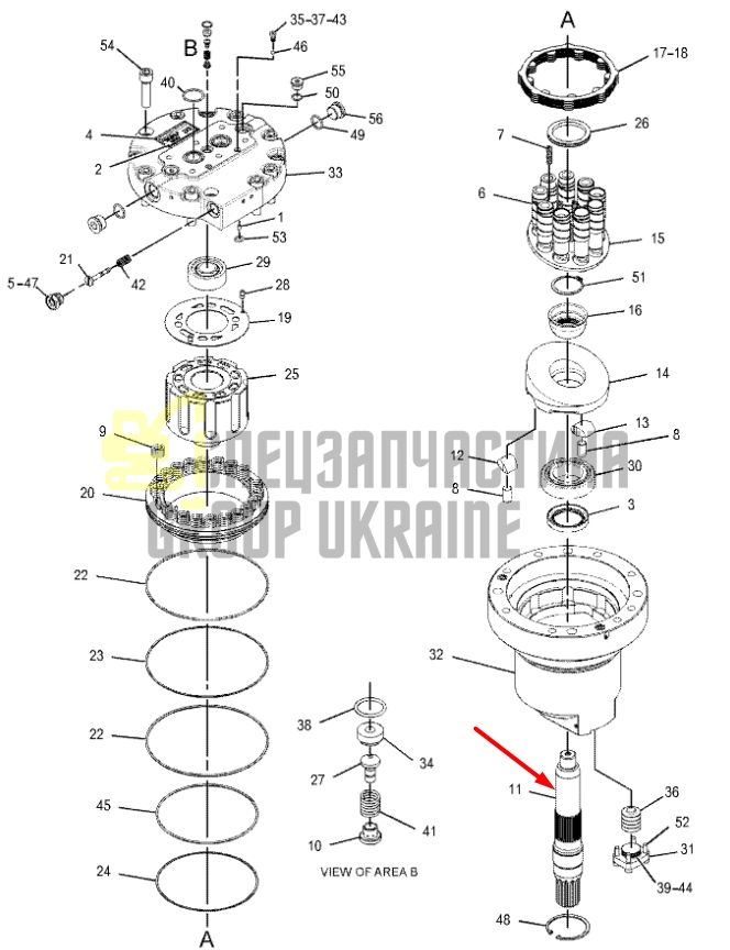 167-3855 Вал гідромотора редуктора Caterpillar 330/336D
