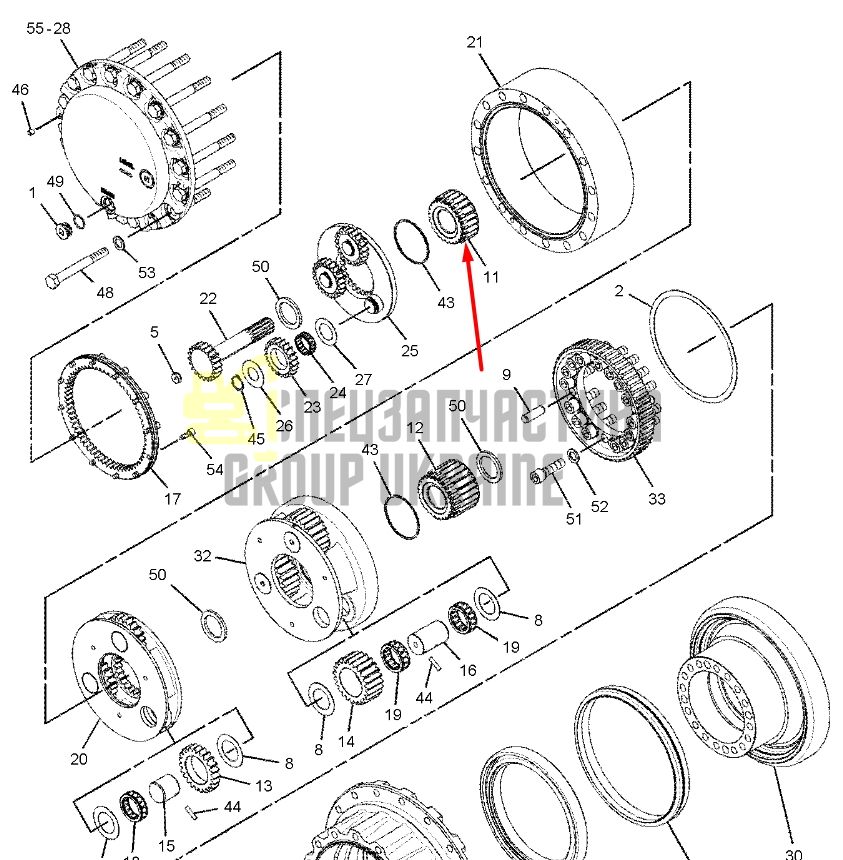 169-5589 Сонячна шестерня бортового редуктора Caterpillar 320D