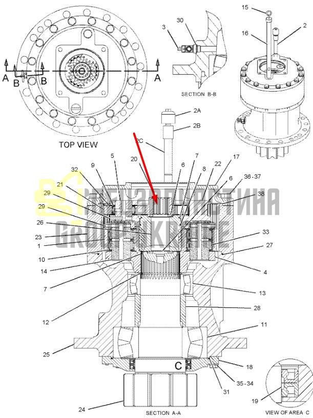 148-4600 Сонячна шестерня першого ступеня поворотного редуктора CAT 324D/329D