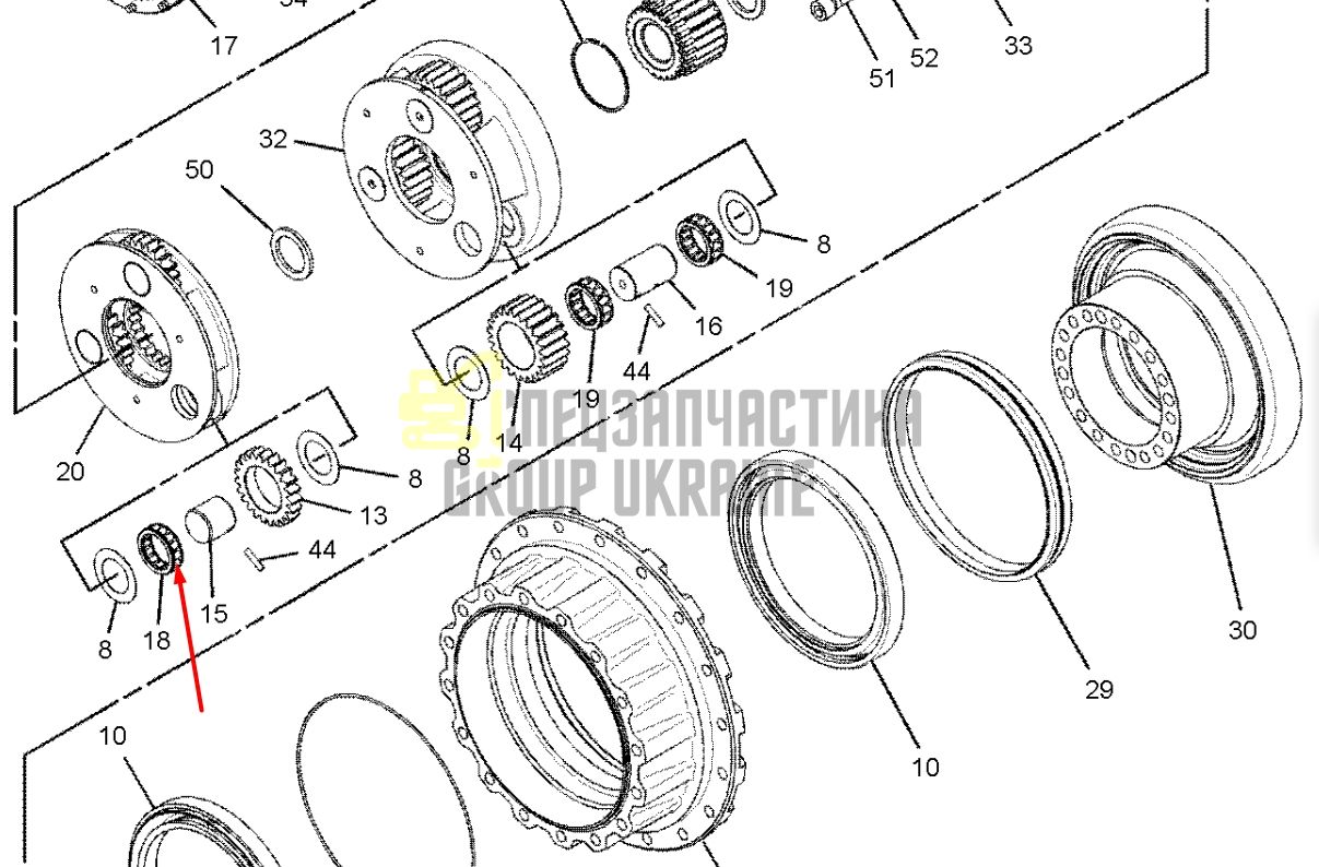 191-2569 Підшипник голчастий бортового редуктора Caterpillar 320