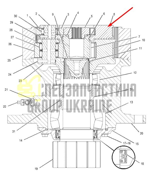 191-2578 Перша планетарна передача поворотного редуктора CAT 320D/323D
