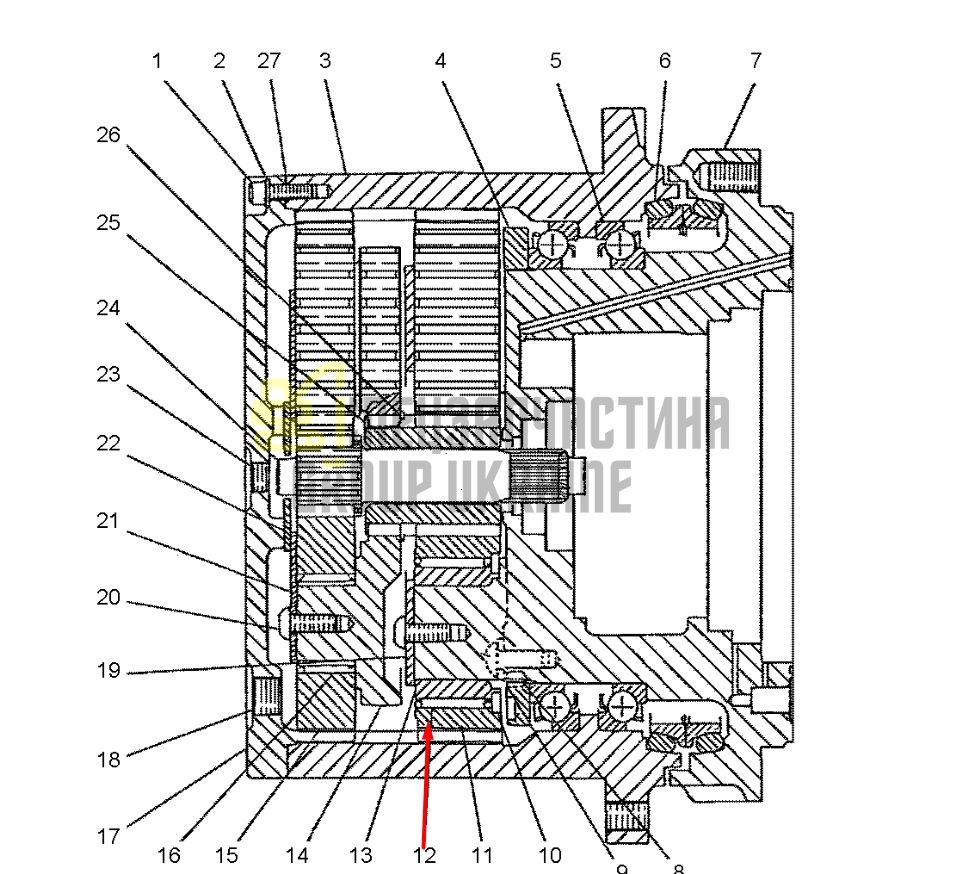 1R-5848 Підшипник голчастий бортового редуктора Caterpillar 312