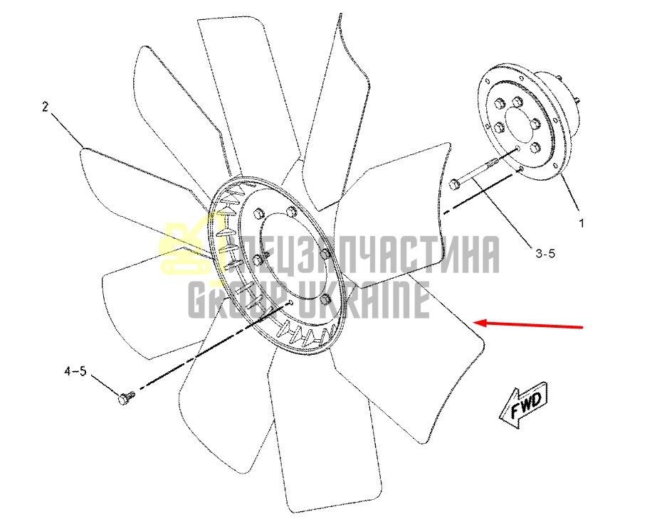 Придбати Caterpillar 204-0910 Крильчатка для двигуна 3066 C-9, екскаватор 320C