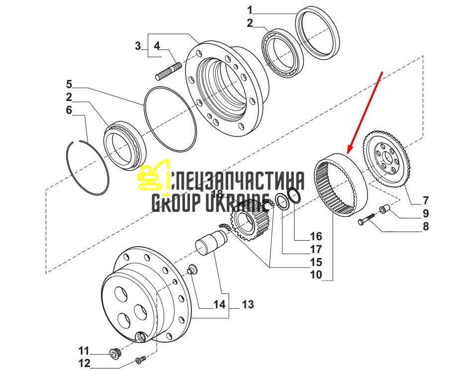 03167080 (134299) Шестерня корончаста Caterpillar, Carraro