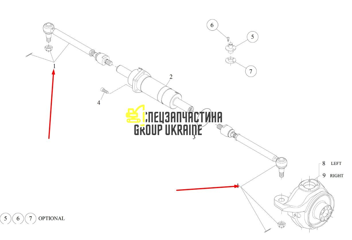 2113400 (131808) Рульова тяга в зборі Caterpillar, Carraro