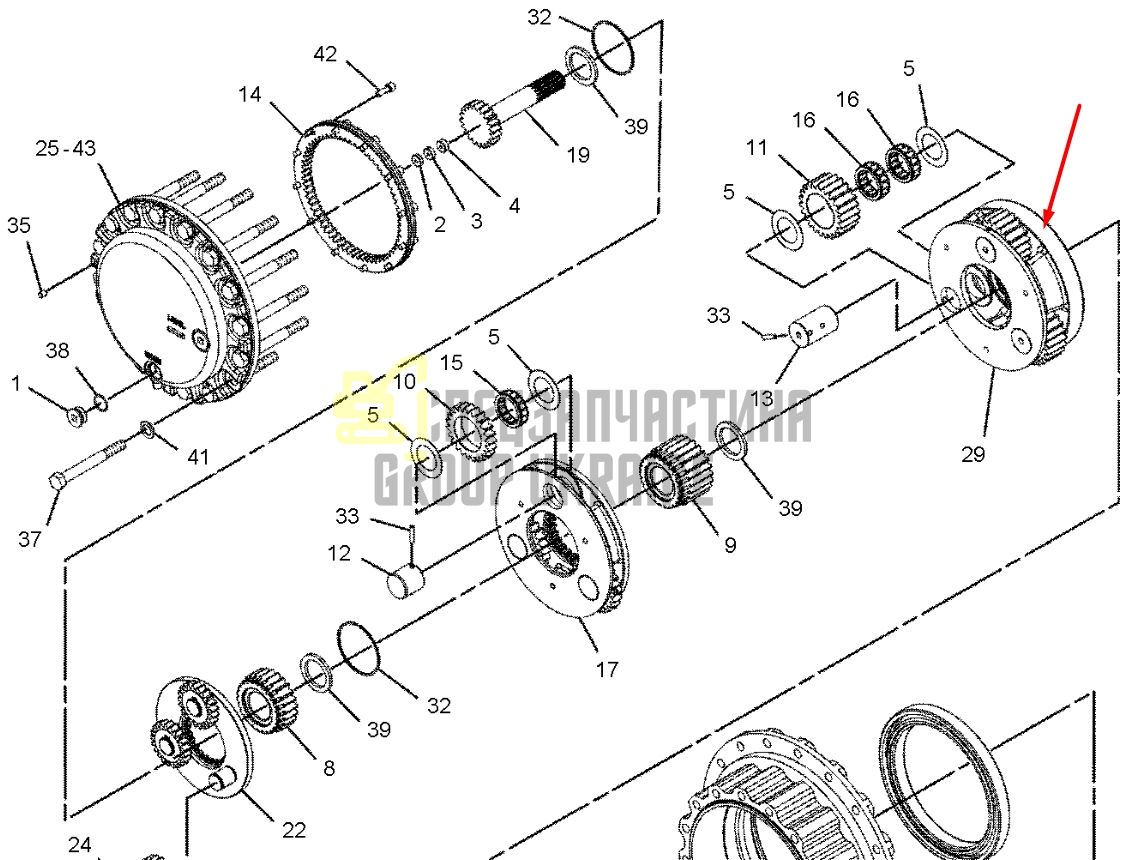 227-6119 Третя планетарна передача Caterpillar 320