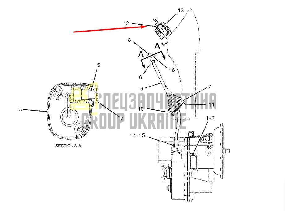 2612207 Важіль перемикання передач Caterpillar 414, 416
