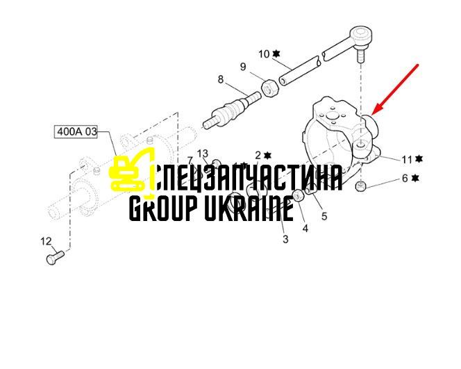 3207296 (6194274M1, 85825032, 85825032, 146961) Поворотний кулак Caterpillar, Carraro