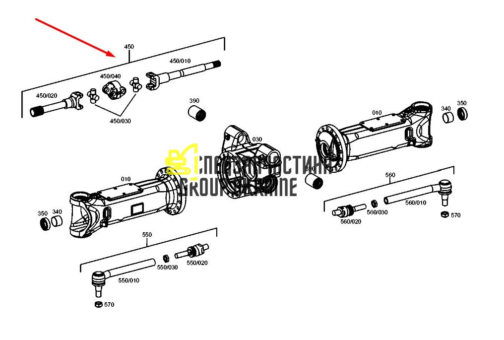 3338009 (0501008340) Напіввісь Caterpillar, ZF