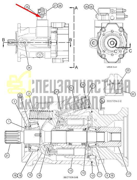 Caterpillar 3469615 Блок клапана керування насосом 414E, 416E, 416F, 422E, 422F