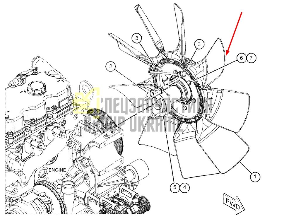 Придбати Caterpillar 350-7492 Крильчатка для двигуна C7.1, екскаваторів 320, 323