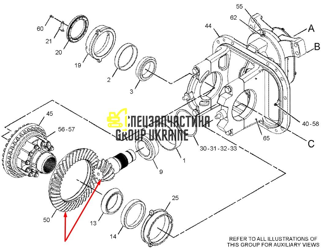 1477385 Головна пара (планетарка+хвостовик) Caterpillar 730, 735