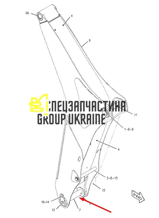 386-3778, 3863778 (3204725) Палец крепления стрелы Caterpillar 422, 428, 432