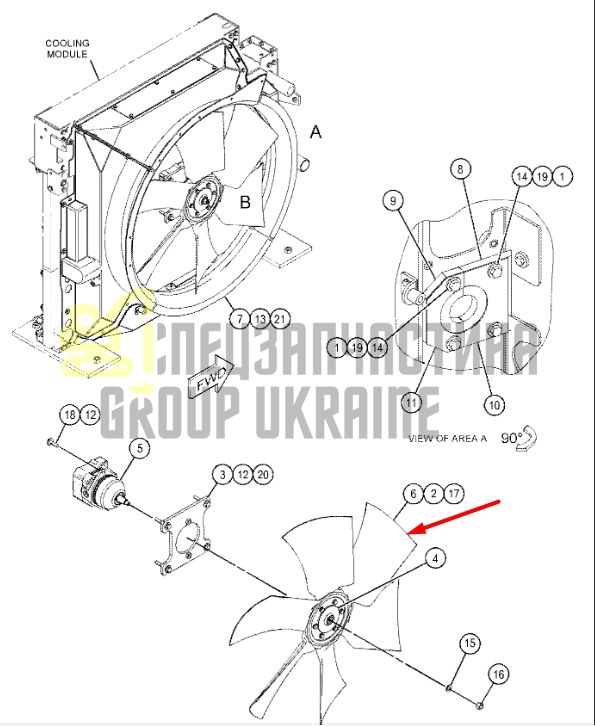 Придбати Caterpillar 511-7558 Вентилятор хрестовини з 6 лопатями для 340, 336