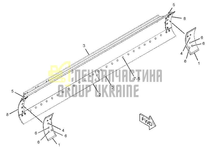 Caterpillar 7D-1158, 7D1158 Ніж ковша 1828х152х16 мм на 13 отворів 120, 130, 140
